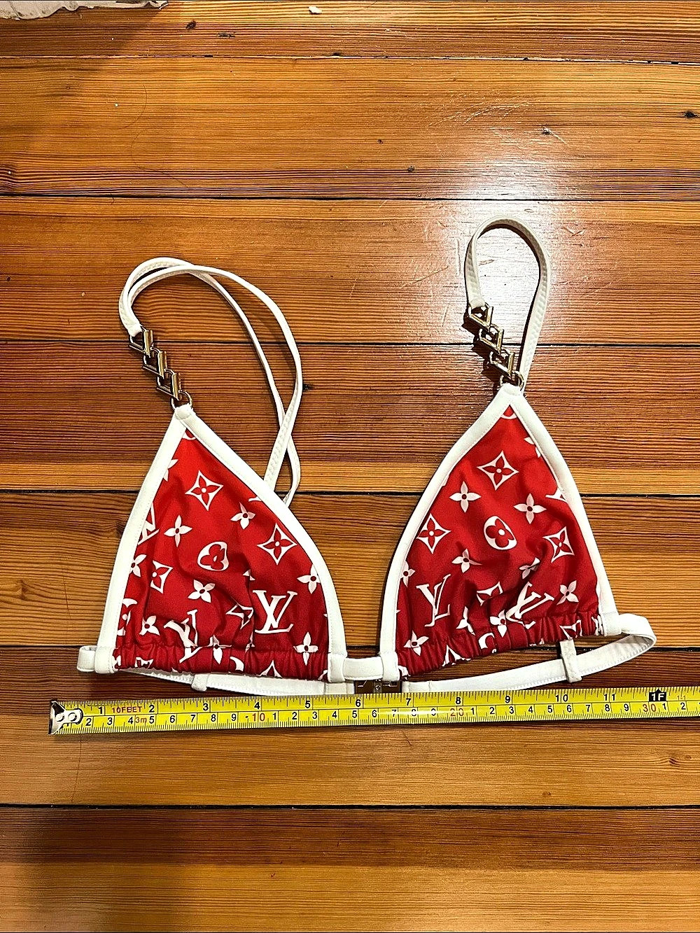Louis Vuitton Monogram Accent Bikini Top Red & White